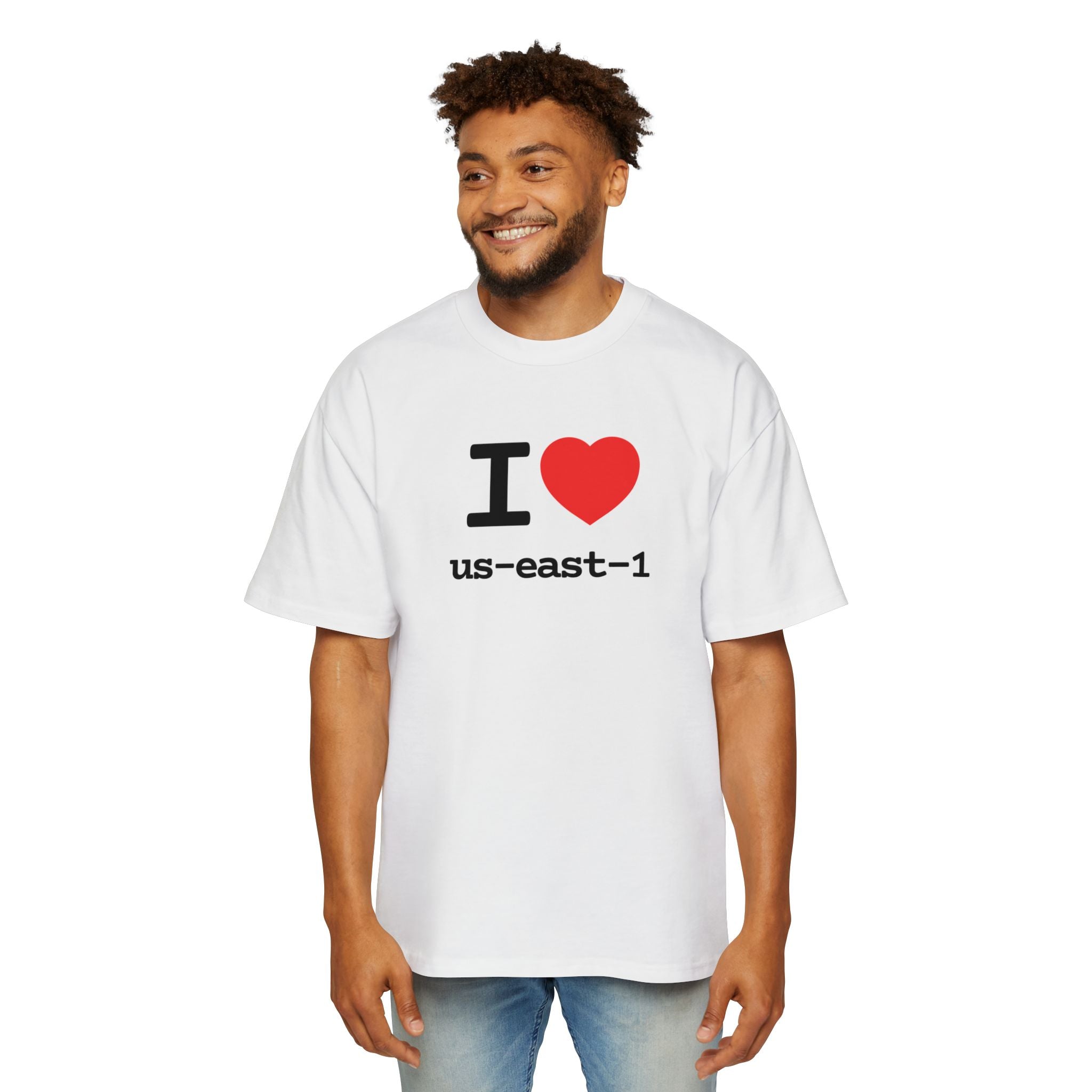 I Love us-east-1 Heavyweight Oversized Tee