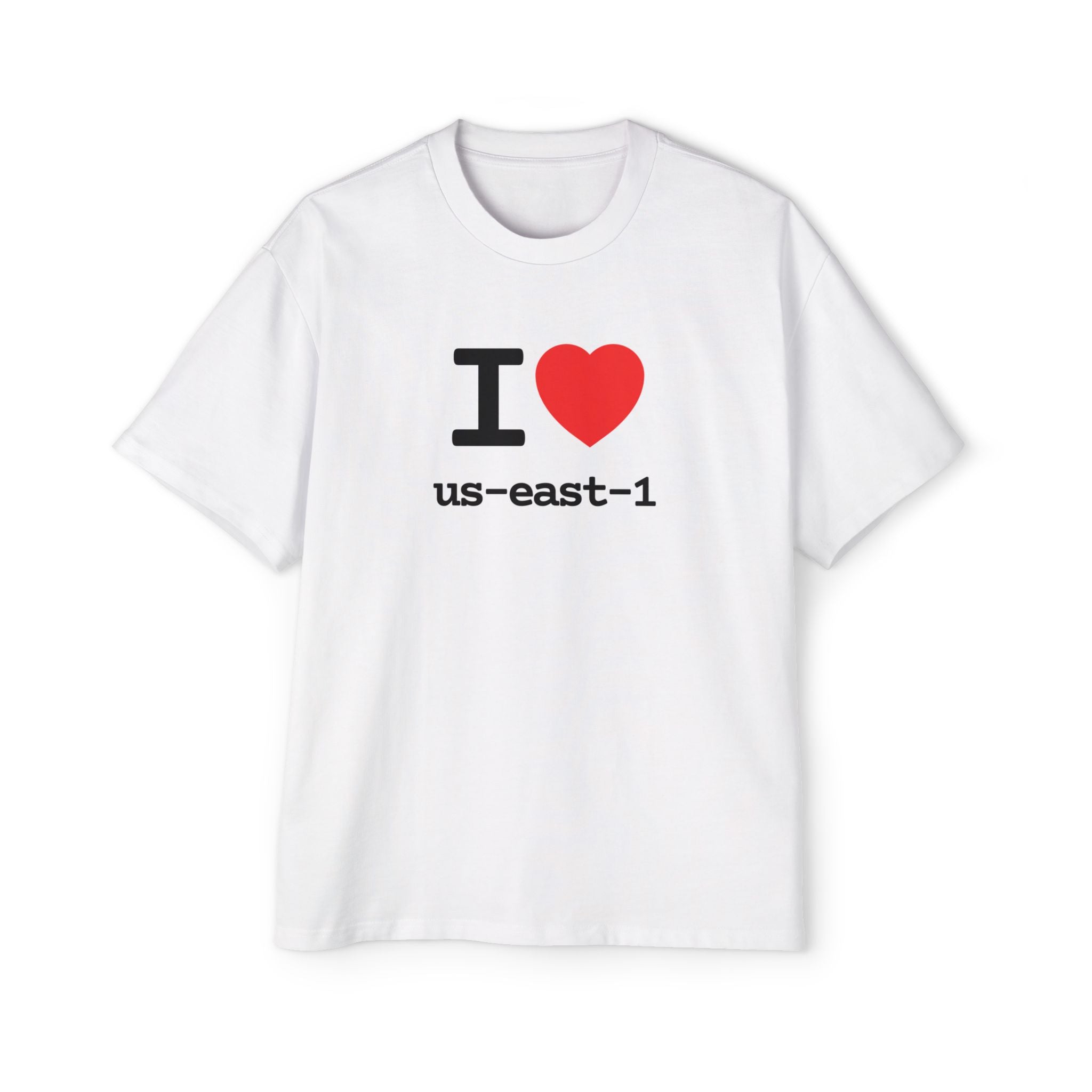 I Love us-east-1 Heavyweight Oversized Tee